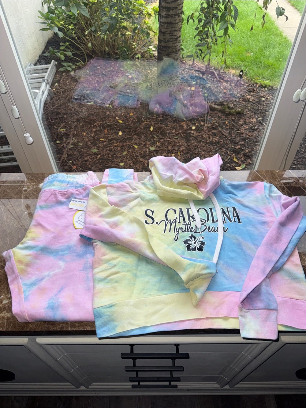 PINK Victoria's Secret Pastel Tie-Dye Hoodie & Joggers Set